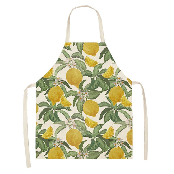 tablier de cuisine kitchen apron lin coton motif vintage lemon taille adulte et enfant