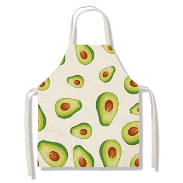 tablier de cuisine kitchen apron lin coton motif avocat avocado fuerte white taille adulte et enfant