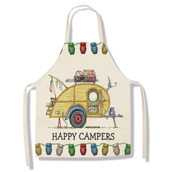 tablier de cuisine kitchen apron lin coton motif camping car balloon taille adulte et enfant