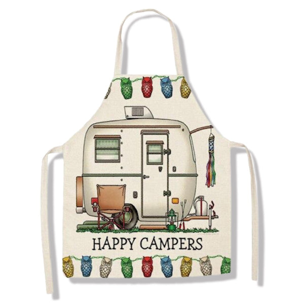 tablier de cuisine kitchen apron lin coton motif camping car garland taille adulte et enfant