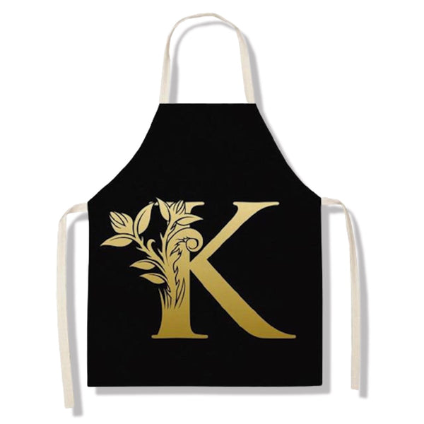 tablier de cuisine kitchen apron lin coton motif alphabet letter K taille adulte et enfant