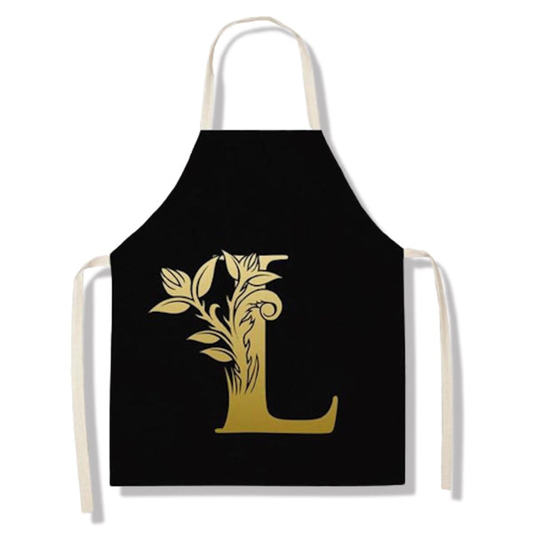 tablier de cuisine kitchen apron lin coton motif alphabet letter L taille adulte et enfant
