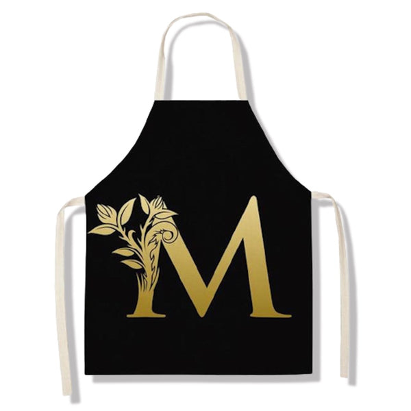 tablier de cuisine kitchen apron lin coton motif alphabet letter M taille adulte et enfant