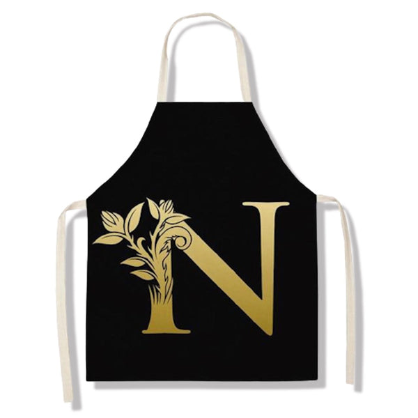 tablier de cuisine kitchen apron lin coton motif alphabet letter N taille adulte et enfant