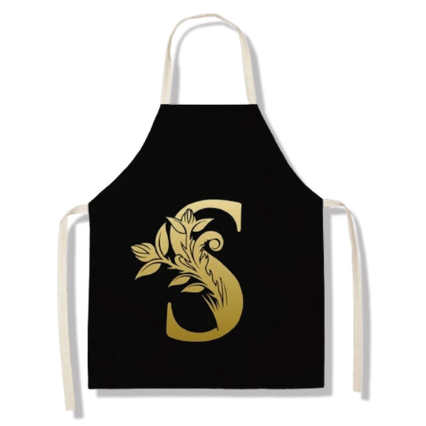 tablier de cuisine kitchen apron lin coton motif alphabet letter S taille adulte et enfant