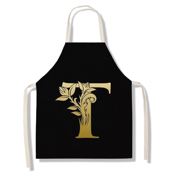 tablier de cuisine kitchen apron lin coton motif alphabet letter T taille adulte et enfant