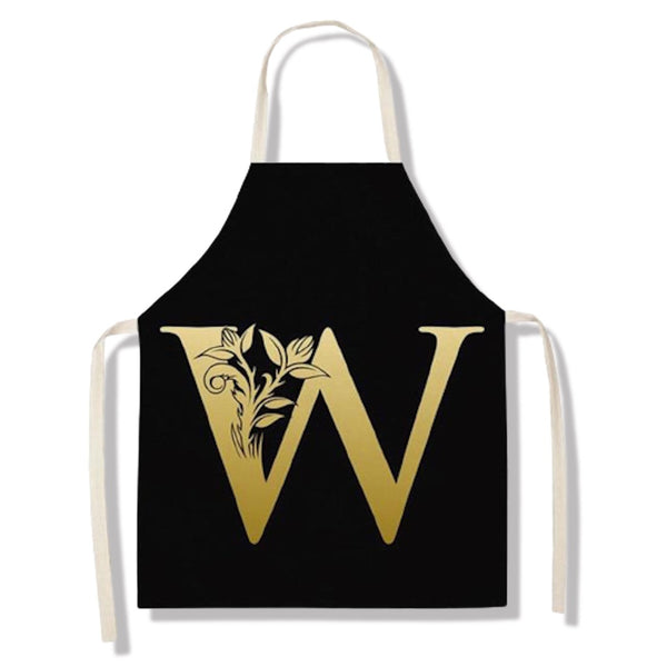 tablier de cuisine kitchen apron lin coton motif alphabet letter W taille adulte et enfant