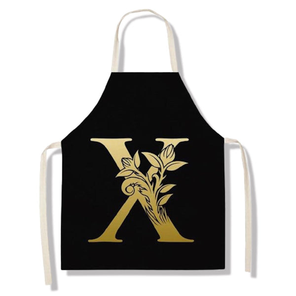 tablier de cuisine kitchen apron lin coton motif alphabet letter X taille adulte et enfant