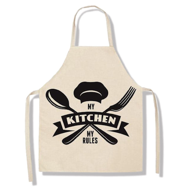 tablier de cuisine kitchen apron lin coton motif maximes my kitchen taille adulte et enfant