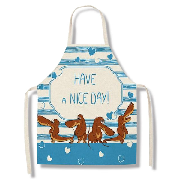 tablier de cuisine kitchen apron lin coton motif nice day taille adulte et enfant