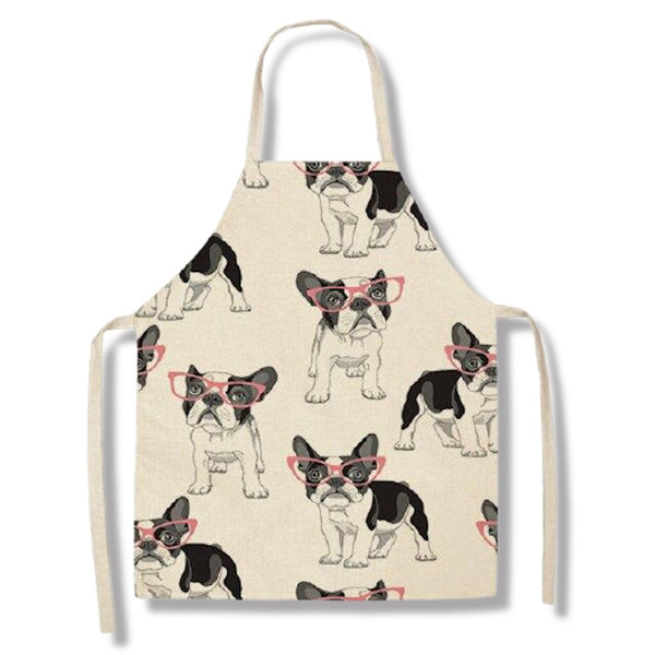 tablier de cuisine kitchen apron lin coton motif pink glasses taille adulte et enfant