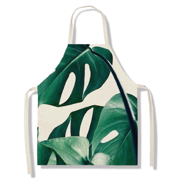 tablier de cuisine kitchen apron lin coton motif plante stem taille adulte et enfant