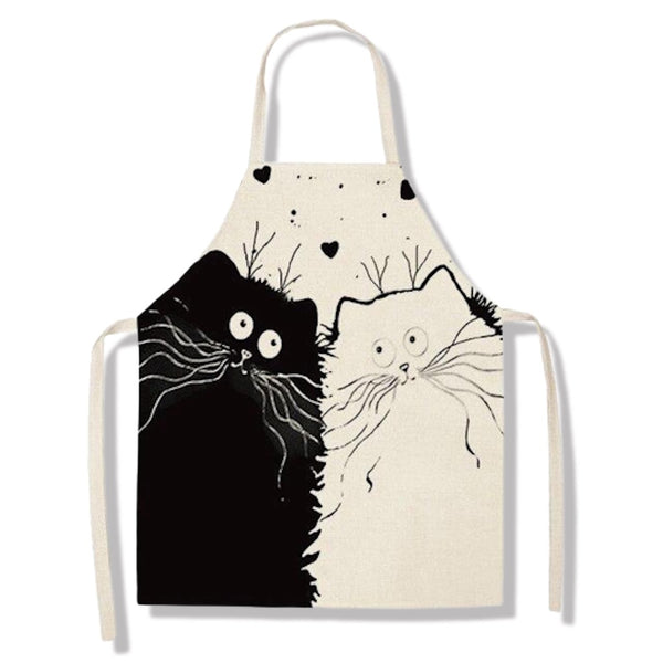 tablier de cuisine kitchen apron lin coton motif chat two of us taille adulte et enfant