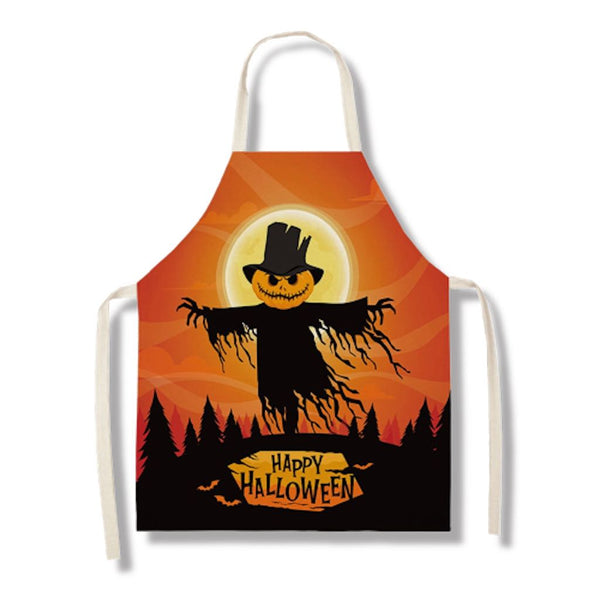 tablier de cuisine kitchen apron Halloween lin coton motif SCARECROW taille adulte et enfant