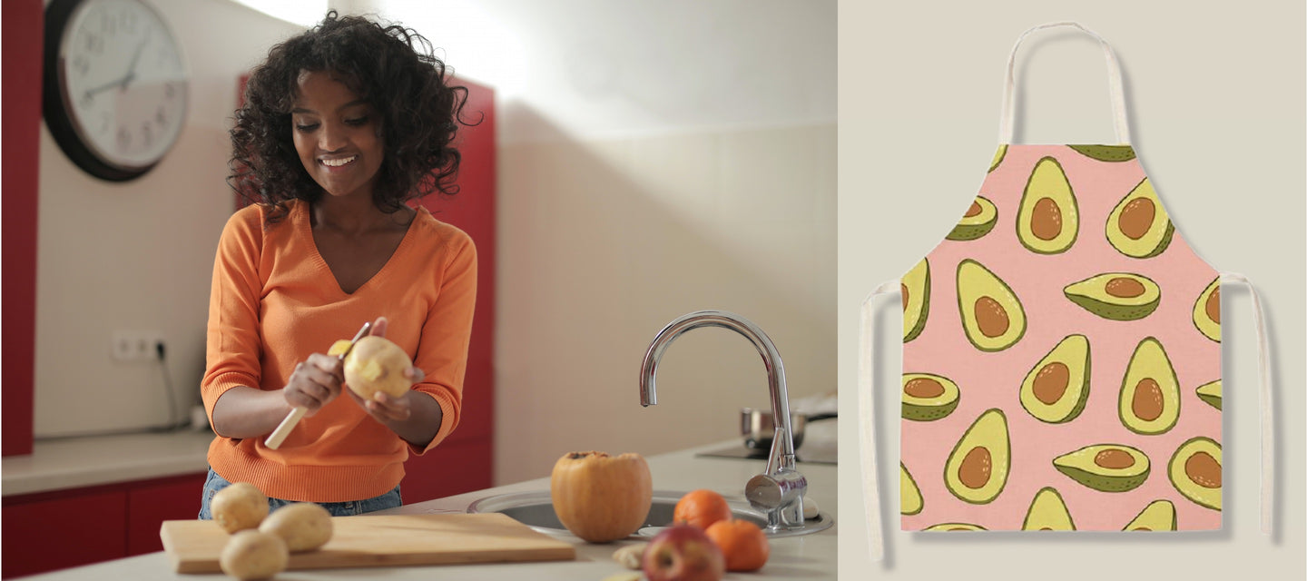 tablier de cuisine kitchen apron lin coton taille size adult enfant children motif pattern