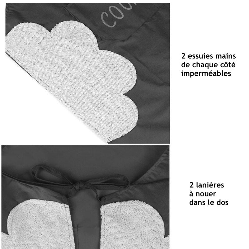 tablier de cuisine apron tissu de haute qualité, imperméable et résistant au gras grande poche avant du tablier vous permet de ranger votre téléphone portable