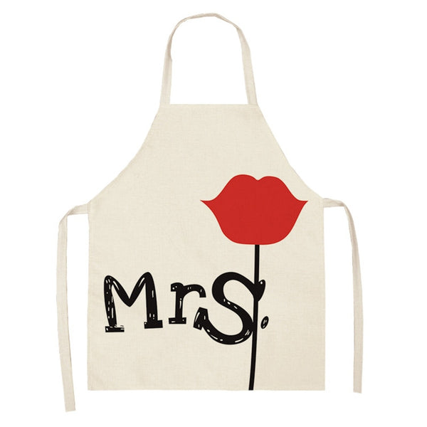 tablier de cuisine kitchen apron lin coton motif MrS Saint Valentin taille adulte et enfant