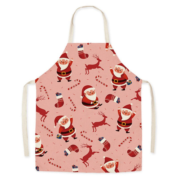 tablier de cuisine kitchen apron lin coton motif HAPPY CHRISTMAS taille adulte et enfant