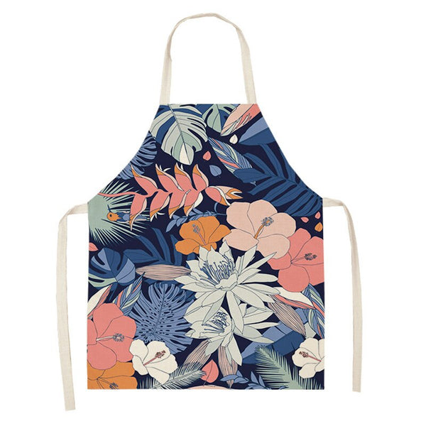 tablier de cuisine kitchen apron lin coton motif exotic pink taille adulte et enfant