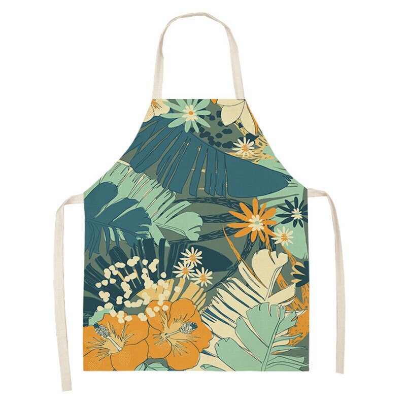 tablier de cuisine kitchen apron lin coton motif exotic green taille adulte et enfant