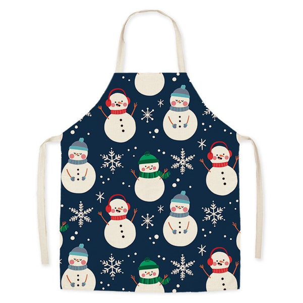 tablier de cuisine kitchen apron lin coton motif SNOWMAN taille adulte et enfant