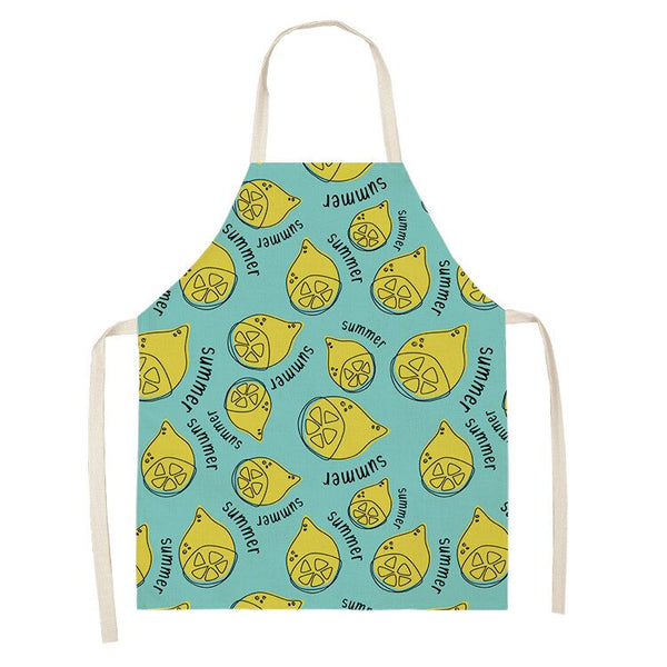 tablier de cuisine kitchen apron lin coton motif summer lemon taille adulte et enfant