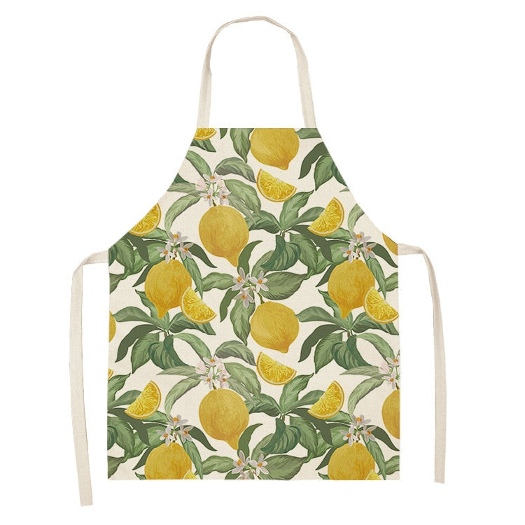 tablier de cuisine kitchen apron lin coton motif vintage lemon taille adulte et enfant