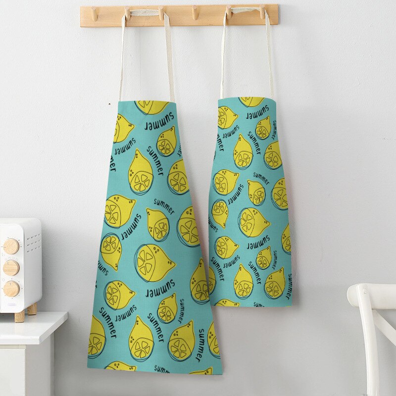 tablier de cuisine kitchen apron lin coton motif summer lemon taille adulte et enfant