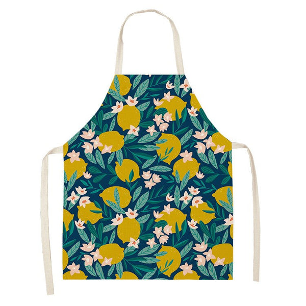 tablier de cuisine kitchen apron lin coton motif blue lemon taille adulte et enfant