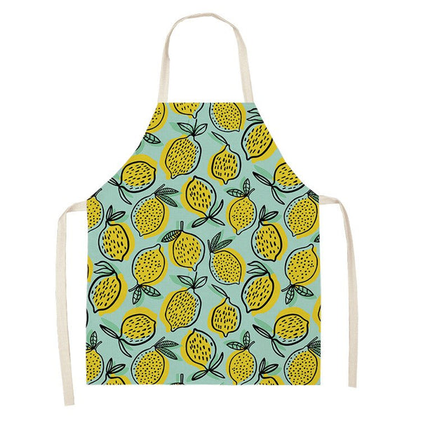 tablier de cuisine kitchen apron lin coton motif funny lemon taille adulte et enfant
