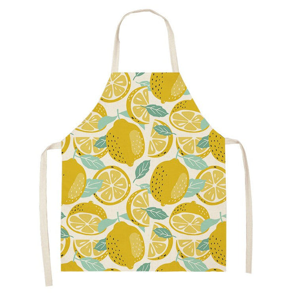 tablier de cuisine kitchen apron lin coton motif half lemon taille adulte et enfant