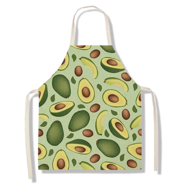 tablier de cuisine kitchen apron lin coton motif avocat avocado fuerte green taille adulte et enfant