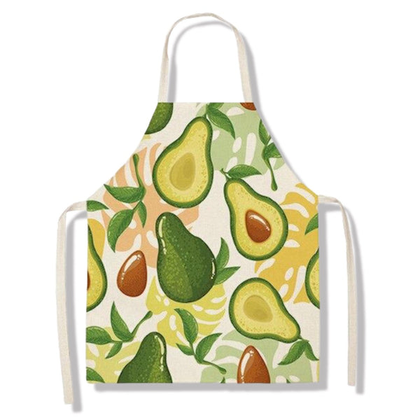 tablier de cuisine kitchen apron lin coton motif avocat avocado madness white taille adulte et enfant