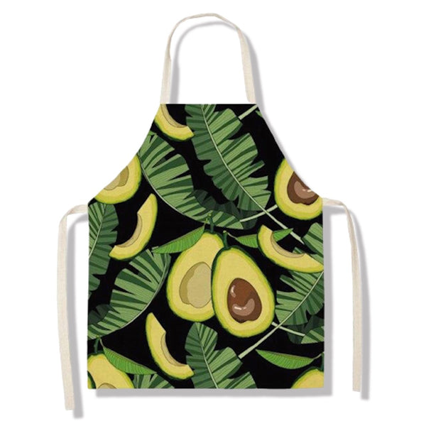 tablier de cuisine kitchen apron lin coton motif avocat avocado madness black taille adulte et enfant