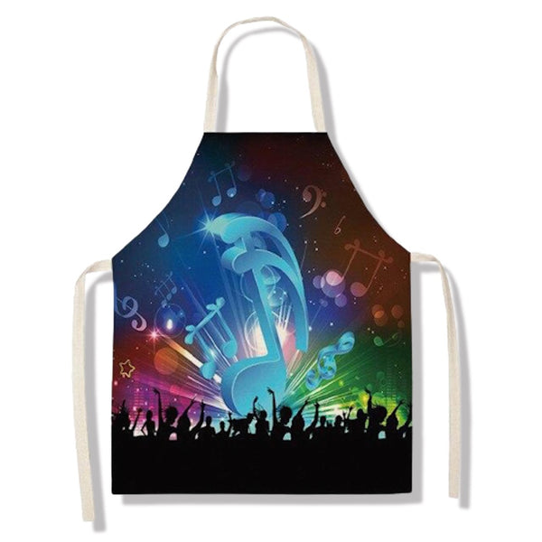tablier de cuisine kitchen apron lin coton motif musique blue note taille adulte et enfant