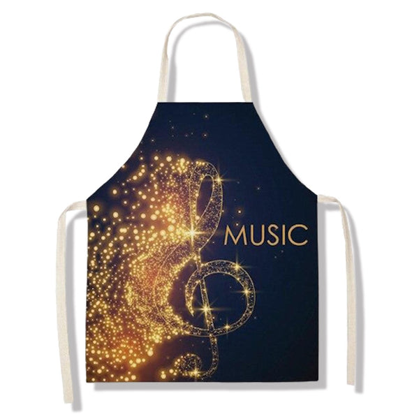 tablier de cuisine kitchen apron lin coton motif musique clef taille adulte et enfant