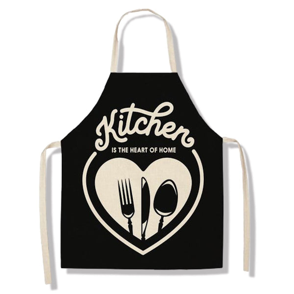tablier de cuisine kitchen apron lin coton motif maximes heart taille adulte et enfant