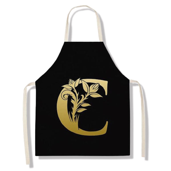 tablier de cuisine kitchen apron lin coton motif alphabet lettre C taille adulte et enfant