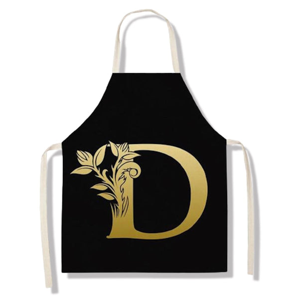 tablier de cuisine kitchen apron lin coton motif alphabet lettre D taille adulte et enfant