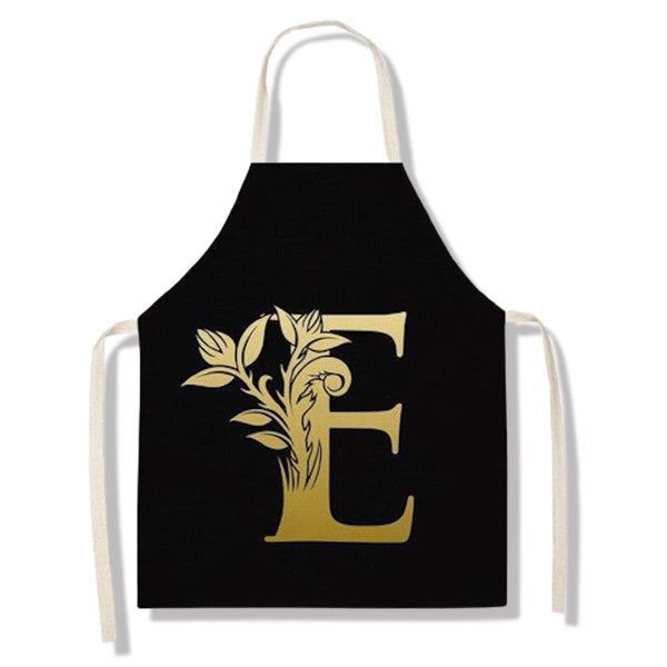 tablier de cuisine kitchen apron lin coton motif alphabet lettre E taille adulte et enfant