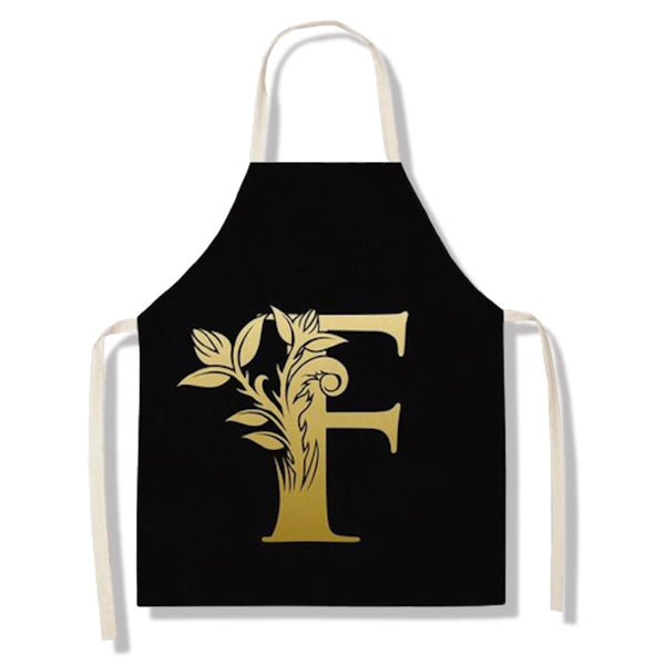 tablier de cuisine kitchen apron lin coton motif alphabet lettre F taille adulte et enfant