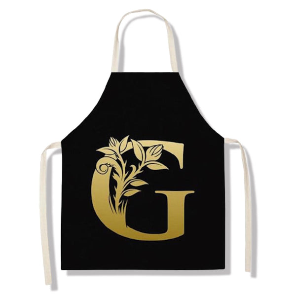 tablier de cuisine kitchen apron lin coton motif alphabet lettre G taille adulte et enfant