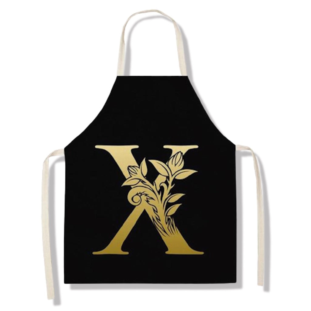 tablier de cuisine kitchen apron lin coton motif alphabet letter X taille adulte et enfant