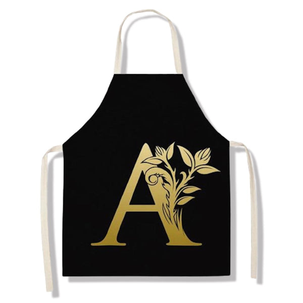 tablier de cuisine kitchen apron lin coton motif alphabet letter A taille adulte et enfant