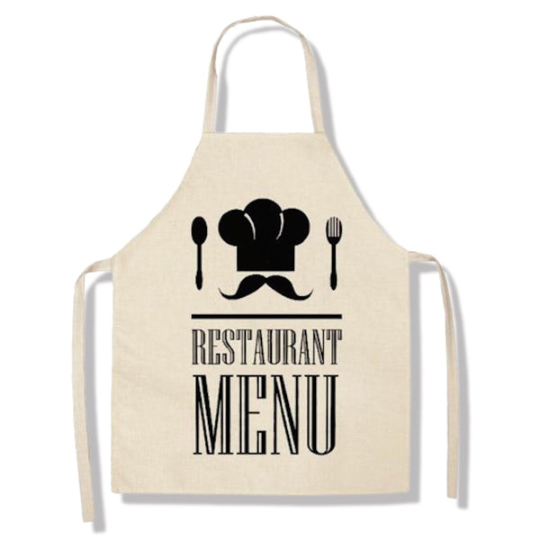 tablier de cuisine kitchen apron lin coton motif maximes menu taille adulte et enfant