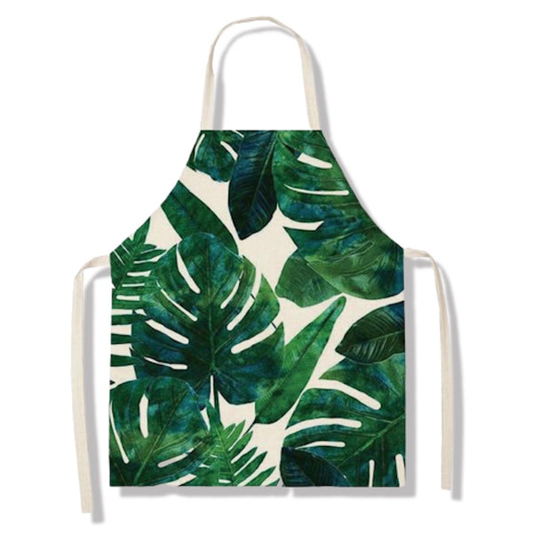 tablier de cuisine kitchen apron lin coton motif plante monstera deliciosa taille adulte et enfant
