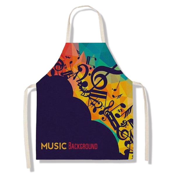 tablier de cuisine kitchen apron lin coton motif musique music background taille adulte et enfant