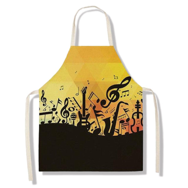 tablier de cuisine kitchen apron lin coton motif musique my guitar taille adulte et enfant