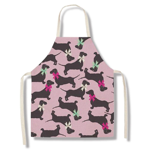 tablier de cuisine kitchen apron lin coton motif pink bow taille adulte et enfant