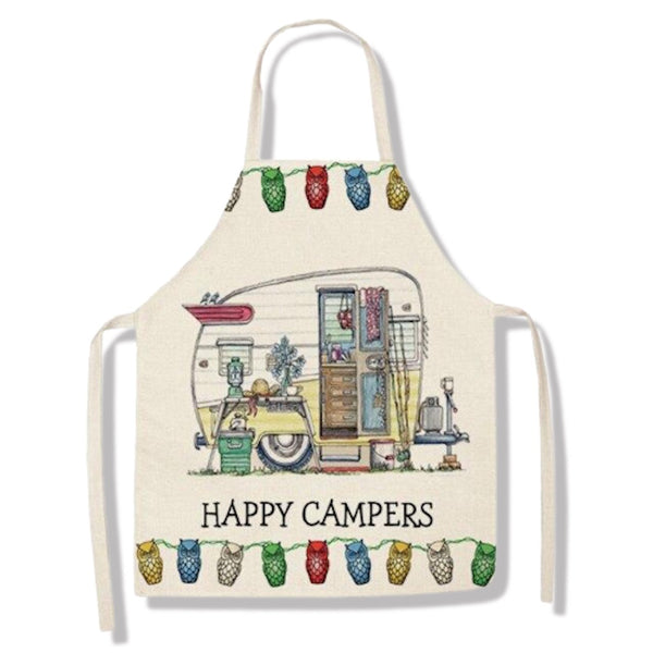 tablier de cuisine kitchen apron lin coton motif camping car red wing taille adulte et enfant